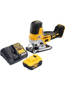 Dewalt, Stichs&auml;ge, DCS 335 P1 Akku Stichs&auml;ge 18 V 135 mm Brushless + 1x Akku 5,0 Ah + Ladeger&auml;t