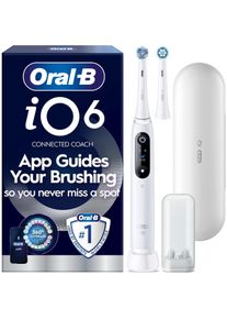Oral-B, Elektrische Zahnb&uuml;rste, Oral B - iO6 Electric Toothbrush - White - 2 Brush Heads, Premium Travel Case