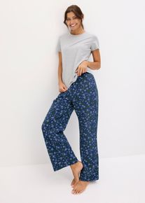 bonprix Femei Pijama cu bluză cu m&acirc;necă scurtă, mulată, gri, 44/46