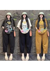 Fashion Suit Women's Summer New Korean Version Bow Short-sleeved Wide-leg Pants Casual Age-reducing Two-piece Set