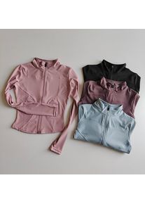Outdoor Sports Long Sleeved Women Slim Yoga Clothes Quick Dry Zipper Cardigan Stand Up Collar Jacket Running Fitness Jacket Top