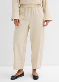 bonprix Femei Pantaloni barrel din material subțire cu in, bej, 46