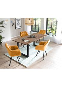 Salesfever Essgruppe &raquo;Stilvolle Essgruppe&laquo; Set, 5 Stk. tlg. 5-teilige Sitzgruppe mit 360&deg; Drehplatte und echter Baumkante