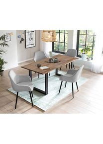 Salesfever Essgruppe &raquo;Essgruppe im schicken Stil&laquo; Set, 5 Stk. tlg. 5-teiliges Set: Tischplatte mit seidenmattem OSMO Hartwachs-&Ouml;l behande