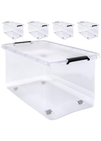 Deuba Conjunto de 4 caixas de arruma&ccedil;&atilde;o transparentes 60x40x35cm 60L