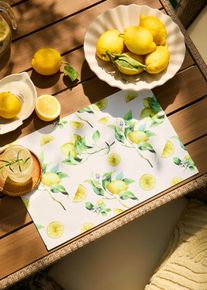 Bordstablett med citronm&ouml;nster (4-pack) - vit - storlek 30x45 cm - bonprix