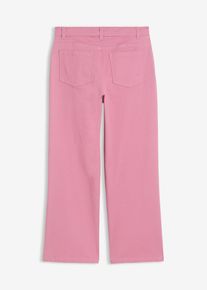 Twillbyxa i elastisk bomullsmix croppad - rosa - storlek 134 - bonprix