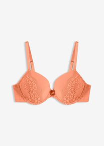 BH med formpressade kupor och bygel med ekologisk bomull och spets - orange - storlek 75A - bonprix