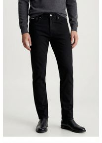 Skinny-fit-Jeans Calvin Klein Jeans "SKINNY", Herren, Gr. 30, L&auml;nge 32, ck classic schwarz, Denim/Jeans, Obermaterial: 80% Baumwolle, 12% Polyester, 6% Elastomultiester, 2% Elasthan, skinny fit normal, Jeans Skinny-fit-Jeans, mit Leder-Badge
