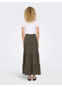 Maxirock Only "ONLMAY MAXI SKIRT", Damen, Gr. S (36), gr&uuml;n (grape leaf), Jersey, Obermaterial: 100% Baumwolle, unifarben, figurbetont kn&ouml;chelfrei, R&ouml;cke Maxirock, Baumwolle, mit Volant