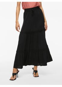 Maxirock Vila "VIMESA HW MAXI SKIRT - NOOS", Damen, Gr. 36, schwarz, Web, Obermaterial: 100% Viskose, unifarben, regular fit lang, R&ouml;cke Maxirock, mit R&uuml;schen
