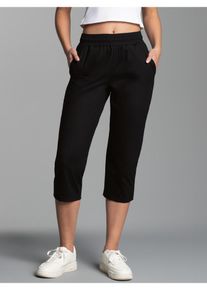Jerseyhose TRIGEMA "TRIGEMA 3/4 Freizeithose", Damen, Gr. XL, Normalgr&ouml;&szlig;en, schwarz, Single Jersey, 100% Baumwolle, Hosen Jerseyhose