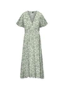 V&eacute;ro Moda Sommerkleid VERO MODA "VMMENNY SS 7/8 V-NECK DRESS WVN GA", Damen, Gr. XL, N-Gr, laurel wreath aop:camille, Web, Obermaterial: 100% Viskose, bedruckt, wadenlang, V-Ausschnitt, Kleider Sommerkleid, Viskose