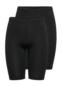 Radlerhose Only "ONLLIVE &ndash; Radler im Doppelpack mit elastischem Rippbund", Damen, Gr. M (38), N-Gr, schwarz, Web, Obermaterial: 95% Baumwolle, 5% Elasthan, unifarben, slim fit, Hosen Radlerhose, unifarben, casual, slim fit, Web, Rundhals