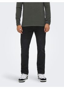 Only & Sons Regular-fit-Jeans ONLY & SONS "ONSWEFT REGULAR MAT DNM NOOS", Damen, Gr. 31, L&auml;nge 32, schwarz (schwarz denim), Denim/Jeans, Obermaterial: 99% Baumwolle, 1% Elasthan, Abriebeffekte, normal, Jeans Regular-fit-Jeans