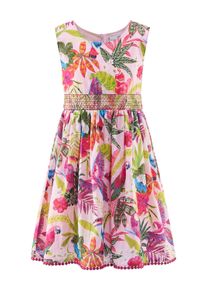 Sommerkleid happy girls, M&auml;dchen, Gr. 116, N-Gr, rosa (rose), Web, Obermaterial: 100% Baumwolle. Futter: 100% Baumwolle, bedruckt, regular fit kniebedeckend, Rundhals, Kleider Sommerkleid