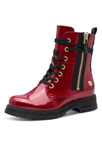 Schn&uuml;rboots MARCO TOZZI by GMK, Damen, Gr. 38, rot, Lacklederimitat, gl&auml;nzend, Schuhe Schn&uuml;rboots, Blockabsatz, Schn&uuml;rboots mit Zierrei&szlig;verschluss