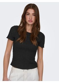 Kurzarmshirt Only "ONLILSE S/S TOP STRUCTURE JRS NOOS", Damen, Gr. XL, schwarz, Jersey, Obermaterial: 100% Polyester, unifarben, regular fit normal, U-Boot-Ausschnitt, Shirts Kurzarmshirt, Kunstfaser, regular fit