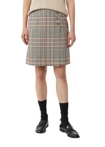 Wickelrock comma, Damen, Gr. 46, mid braun check, Web, Obermaterial: 63% Polyester, 34% Viskose, 3% Elasthan, kariert, regular fit kurz, R&ouml;cke Wickelrock, mit Karo-Muster