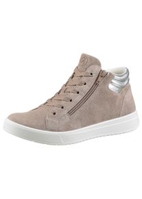 Sneaker Ara "ROM", Damen, Gr. 7,5 (41), beige (beige, silberfarben), Glattleder, Veloursleder, Schuhe Sneaker, High Top Sneaker, Schn&uuml;rboots in Weite G (= weit)