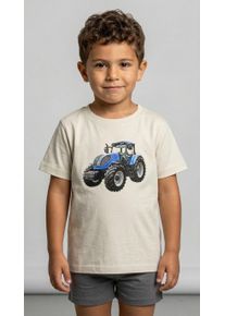 T-Shirt Blue Seven, Jungen, Gr. 104, kiesel, Single Jersey, Obermaterial: 100% Baumwolle, bedruckt, unifarben, Basic normal, Rundhals, Shirts T-Shirt, Basic-Passform, mit Druckapplikation, unifarben oder bedruckt