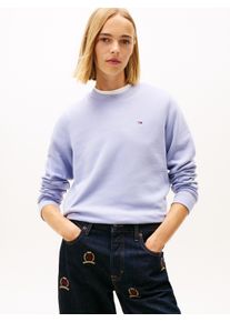 Sweatshirt Tommy Jeans "TJW REG S FLAG CREW", Damen, Gr. S (36), periwinkle dusk, Sweatware, Obermaterial: 80% Baumwolle, 20% Polyester, unifarben, regular fit normal, Rundhals, Rippb&uuml;ndchen, Sweatshirts Sweatshirt, mit Logostickerei, Regular Fit