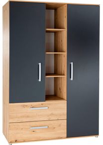 Kleiderschrank Arthur Berndt "Alessio, Kinderkleiderschrank", braun (artisan oak nachbildung, anthrazit), B:130cm H:188cm T:51cm, Holzwerkstoff, Schr&auml;nke, Kleiderschrank, Kleiderschrank, mit Melamin-Oberfl&auml;che