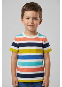 T-Shirt Blue Seven, M&auml;dchen, Gr. 122, wei&szlig;, Single Jersey, Obermaterial: 100% Baumwolle, bedruckt, geringelt, gestreift, Basic normal, Rundhals, Shirts T-Shirt, Basic Passform, mit Allover-Druck, aus Single Jersey, pflegeleicht
