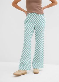 bonprix Femei Pantaloni marlene din viscoză fluidă, cadrilați, verde, 42