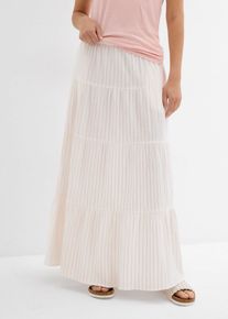 bonprix Gestreifter Maxirock aus reiner Baumwolle, rosa, Gr.44, Komfortabler Maxirock aus reiner Baumwolle, aus 100% Baumwolle
