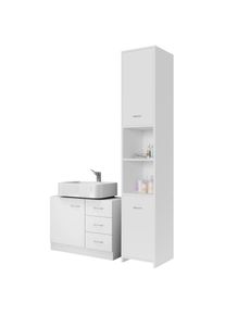 Casaria Badkamermeubelset Neapel 2-delig Wit groot kastje & onderkast
