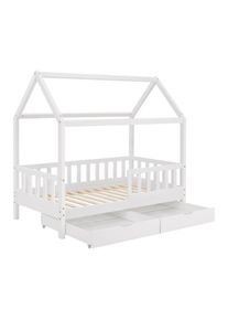 Juskys Gyerek&aacute;gy r&aacute;csos 160 x 80 korl&aacute;t/fi&oacute;kkal feh&eacute;r