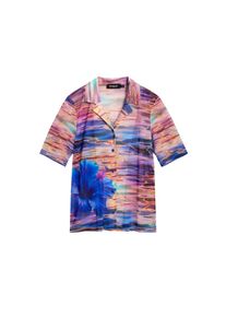 Desigual Kvinnor Blus 'Water Flower' turkos / royalbl&aring; / lila / orange Storlek L