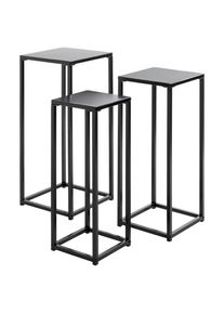 Blumentischset, Schwarz, Metall, rechteckig, eckig, Flachrohr, Wohnzimmer, Wohnzimmertische, Blumenst&auml;nder, Blumentische