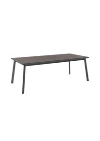 Ambia Garden Gartentisch, Anthrazit, Metall, Glas, rechteckig, Flachrohr, 220x76x100 cm, Gartenm&ouml;bel, Gartentische, Gartentische