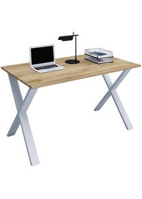 Vcm, Schreibtisch &raquo;Schreibtisch B&uuml;rotisch Computertisch 110x50 Lona X&laquo; 1 Stk. tlg., Silber / Honig-Eiche,
