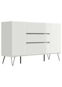 P & B , Wei&szlig; Hochglanz , Holzwerkstoff , 3 Schublade(n) Schubladen , 155x93.6x42 cm , stehend , Kleinm&ouml;bel, Kommoden, Sideboards