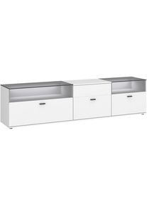 M&Ouml;BELIX M&ouml;belix , Wei&szlig; , Glas, Holzwerkstoff , 1 F&auml;cher , 2 Schublade(n) Schubladen , 210x53x50 cm , Wohnzimmer, TV-M&ouml;bel, TV- & Lowboards