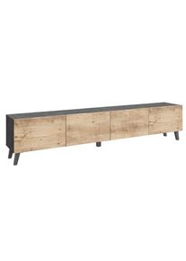 P & B , Anthrazit, Kastanieneichefarben , Holzwerkstoff , 190x40x32 cm , FSC , stehend , Wohnzimmer, TV-M&ouml;bel, TV- & Lowboards