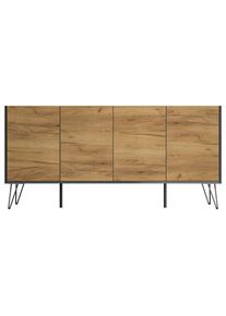 P & B , Graphitfarben, Eichefarben , Holzwerkstoff , 155x75.8x42 cm , stehend , Kleinm&ouml;bel, Kommoden, Sideboards