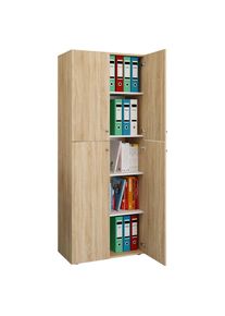 Mid.you , Eichefarben , Holzwerkstoff , 4 F&auml;cher , 70x182x37 cm , B&uuml;rom&ouml;bel, Aktenschr&auml;nke & Aktenregale, Aktenschr&auml;nke