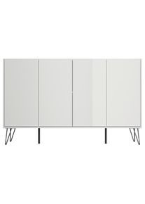 P & B , Wei&szlig; Hochglanz , Holzwerkstoff , 155x93.6x42 cm , stehend , Kleinm&ouml;bel, Kommoden, Sideboards