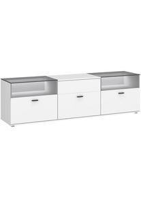 M&Ouml;BELIX M&ouml;belix , Wei&szlig; , Glas, Holzwerkstoff , 1 F&auml;cher , 2 Schublade(n) Schubladen , 180x53x50 cm , Wohnzimmer, TV-M&ouml;bel, TV- & Lowboards