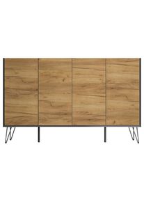 P & B , Graphitfarben, Eichefarben , Holzwerkstoff , 155x93.6x42 cm , stehend , Kleinm&ouml;bel, Kommoden, Sideboards