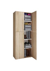 Mid.you , Sonoma Eiche , Holzwerkstoff , 4 F&auml;cher , 70x182x37 cm , B&uuml;rom&ouml;bel, Aktenschr&auml;nke & Aktenregale, Aktenschr&auml;nke