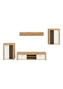 Mid.you , Eiche Wotan , Glas, Holzwerkstoff , 310x169x35 cm , FSC MIX , Wohnzimmer, Wohnw&auml;nde, Wohnw&auml;nde