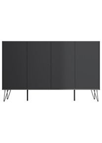 P & B , Graphitfarben , Holzwerkstoff , 155x93.6x42 cm , stehend , Kleinm&ouml;bel, Kommoden, Sideboards