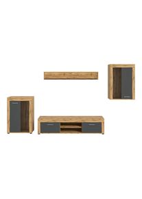 Mid.you , Eiche Wotan , Glas, Holzwerkstoff , 2 F&auml;cher , 310x169x35 cm , FSC MIX , Wohnzimmer, Wohnw&auml;nde, Wohnw&auml;nde