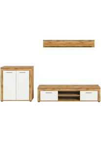 Mid.you , Wei&szlig;, Eiche Wotan , Holzwerkstoff , 3 F&auml;cher , 255x159x35 cm , FSC MIX , Wohnzimmer, Wohnw&auml;nde, Wohnw&auml;nde