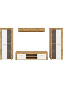 Mid.you , Eiche Wotan , Glas, Holzwerkstoff , 7 F&auml;cher , 310x159x35 cm , FSC MIX , Wohnzimmer, Wohnw&auml;nde, Wohnw&auml;nde